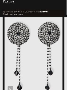 Frederick's of Hollywood Black Crystal Disc Dangle Pasties